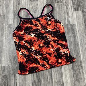 TYR Dura Fast Embroidered Logo Red/Black Print One Piece Swimsuit Women's Size M